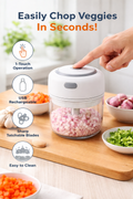Electric Vegetable Chopper – 1-Touch USB Rechargeable Food Processor